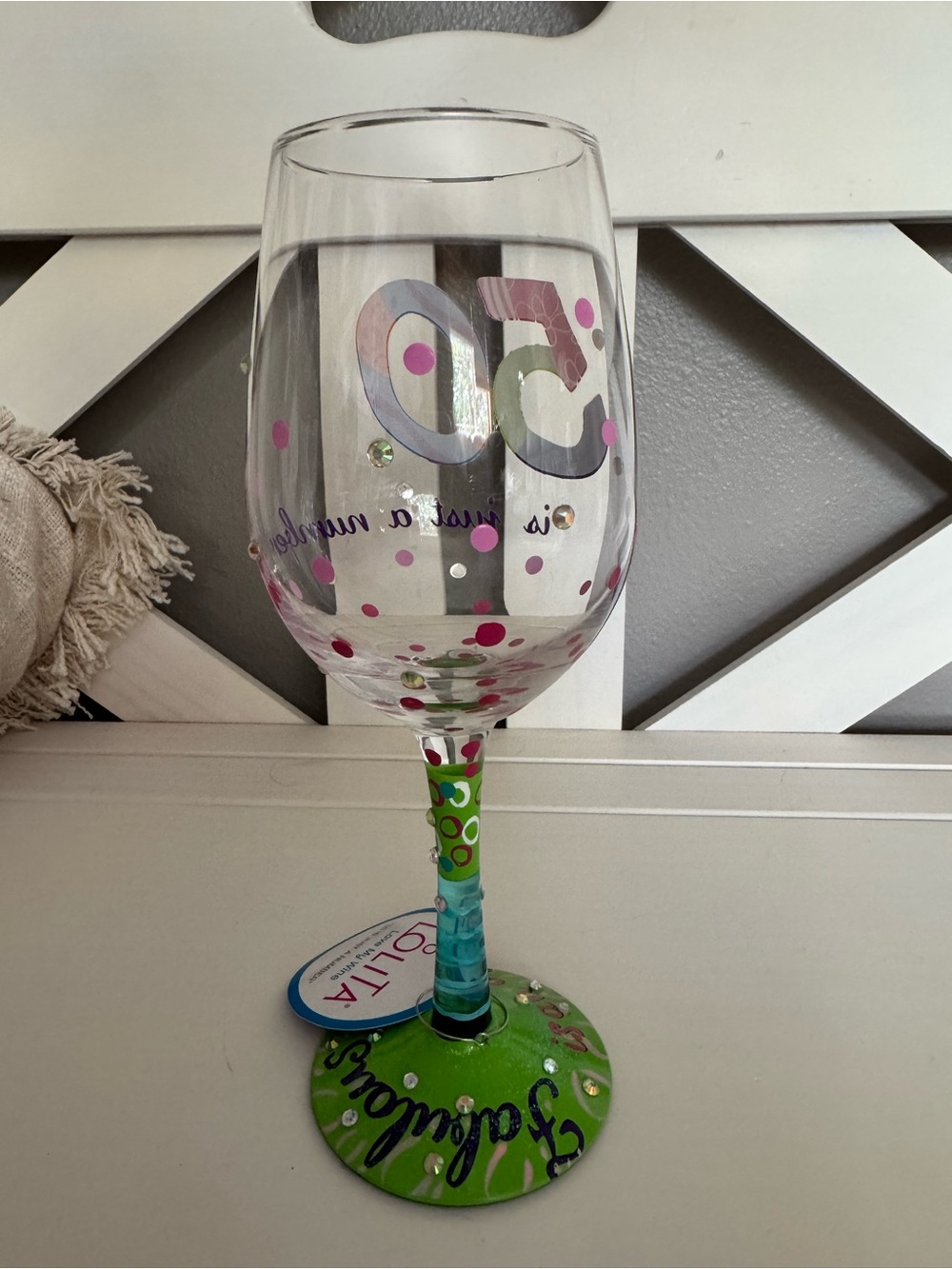 Lolita Colorful "50 is just a number" Wine Glass - Picture 4 of 7